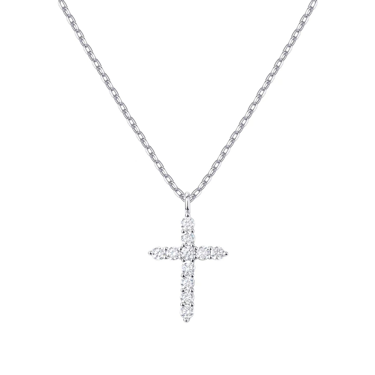 925 Sterling Silver Cross Diamond Necklace