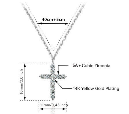 925 Sterling Silver Cross Diamond Necklace