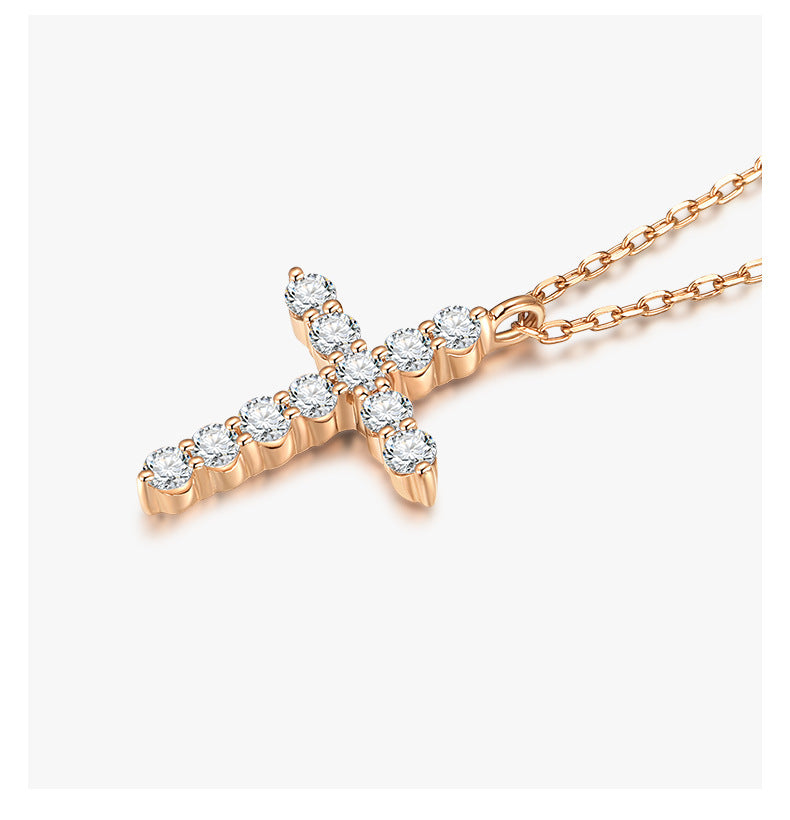 925 Sterling Silver Cross Diamond Necklace