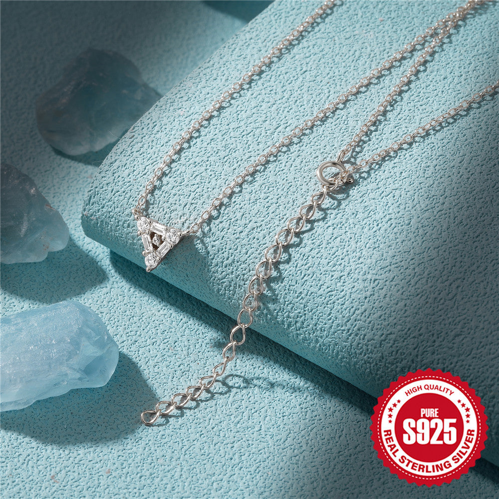 Elysium® S925 Sterling Silver Triangle Diamond Necklace