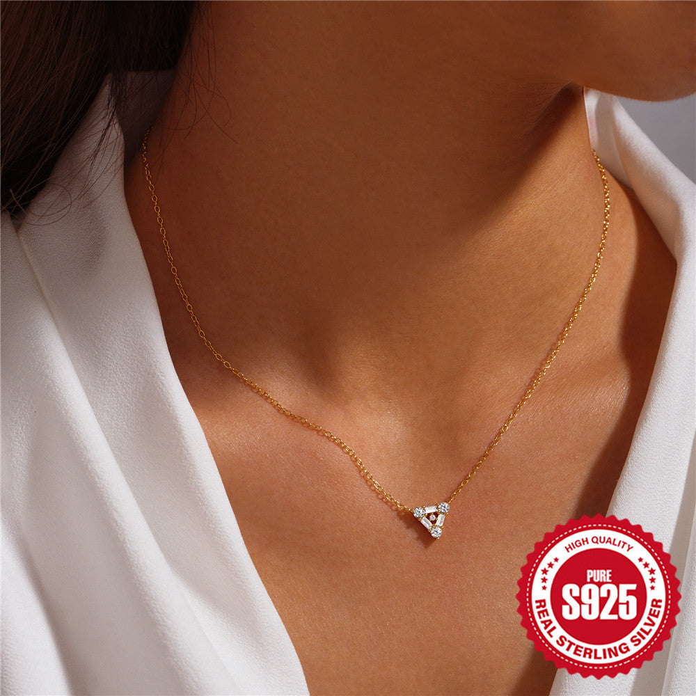 Elysium® S925 Sterling Silver Triangle Diamond Necklace