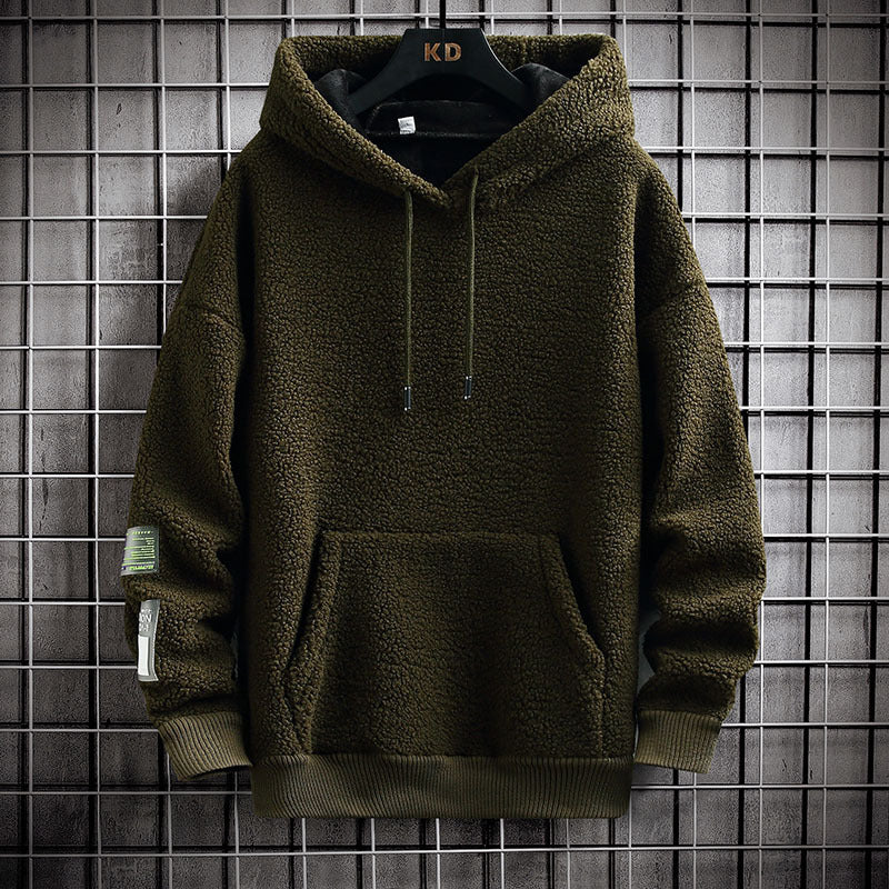 Drawstring Lamb Wool Sweatshirt