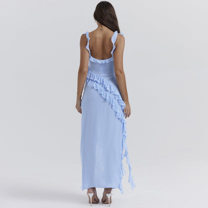 Elysium® Ruffle Thigh High Split Dress